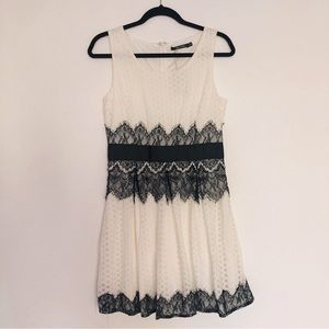 Doe & Rae White with Black Lace Dress L